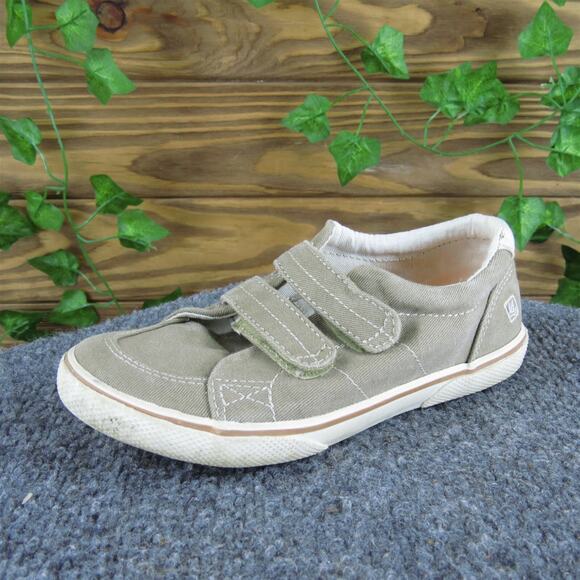 SPERRY Unisex Sneaker Halyard‎ Sz T 12 Medium Brown Fabric Hook & Loop - Picture 1 of 5